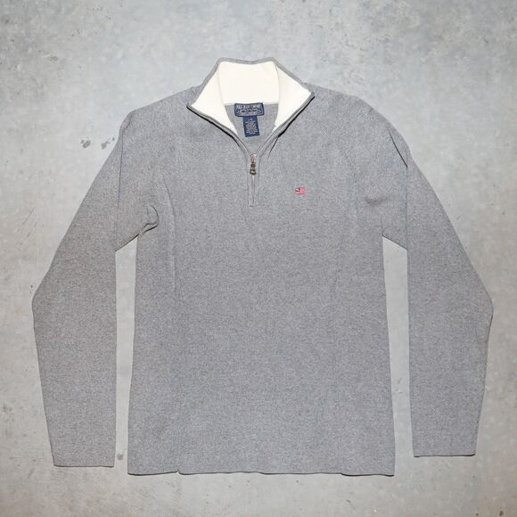 Ralph Lauren Gray Ribbed Sweater Classic Womens Preppy Style Top Size Small - Picture 1 of 3